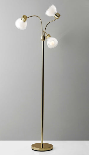 Homeroots 69" Gold Three Light Tree Floor Lamp With Clear Bowl Shade Gold Metal 372610
