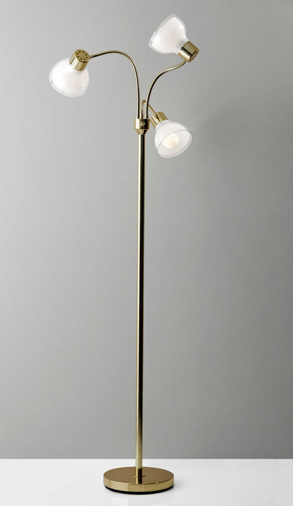 Homeroots 69" Gold Three Light Tree Floor Lamp With Clear Bowl Shade Gold Metal 372610
