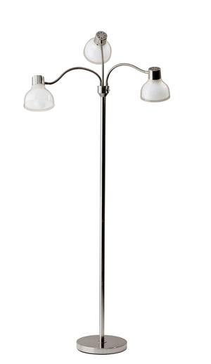 Homeroots 69" Nickel Three Light Tree Floor Lamp With White Bowl Shade Chrome Metal 372611
