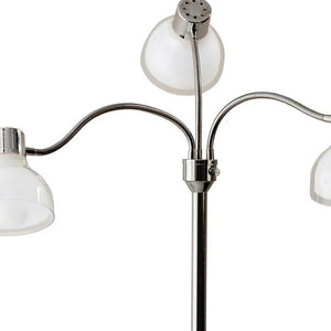 Homeroots 69" Nickel Three Light Tree Floor Lamp With White Bowl Shade Chrome Metal 372611