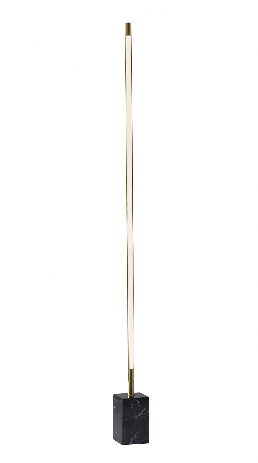 Homeroots Minimalist Ambient Glow Led Floor Lamp With Dimmer In Antique Brass And Black Marble Brass Marble 372616