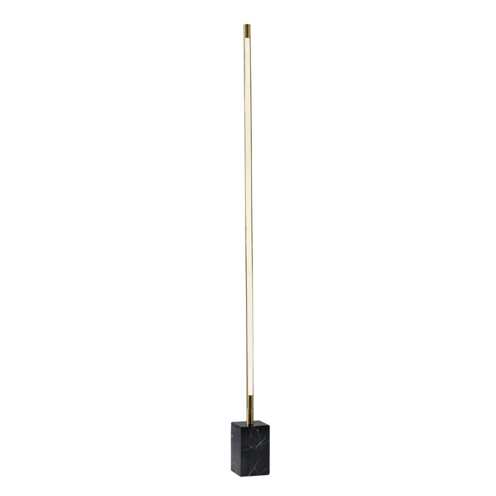 HomeRoots Minimalist Ambient Glow LED Floor Lamp - Elegant Black Marble Base with Dimmable Touch Control Brass 372616