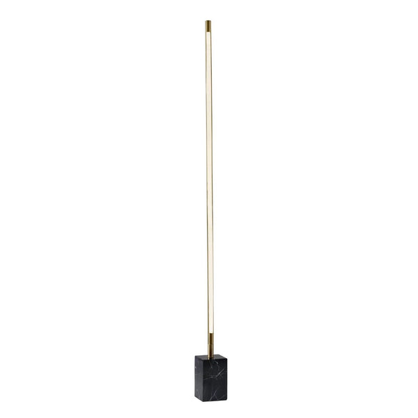 HomeRoots Minimalist Ambient Glow LED Floor Lamp - Elegant Black Marble Base with Dimmable Touch Control Brass 372616