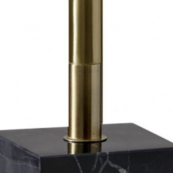 Homeroots Minimalist Ambient Glow Led Floor Lamp With Dimmer In Antique Brass And Black Marble Brass Marble 372616