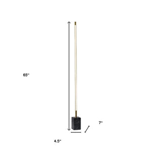 HomeRoots Minimalist Ambient Glow LED Floor Lamp - Elegant Black Marble Base with Dimmable Touch Control Brass 372616