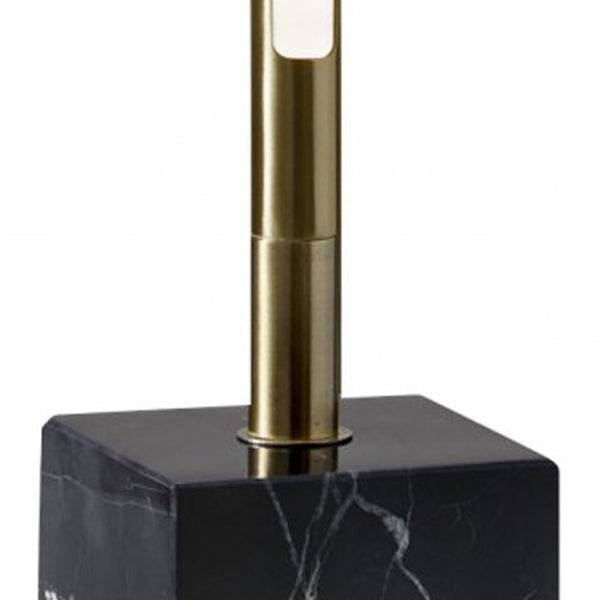 Homeroots Minimalist Ambient Glow Led Floor Lamp With Dimmer In Antique Brass And Black Marble Brass Marble 372616