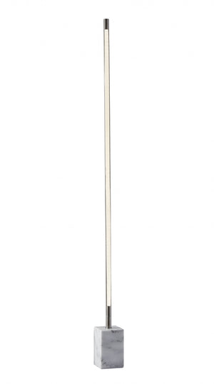 Homeroots Minimalist Ambient Glow Led Floor Lamp With Dimmer In Brushed Steel And White Marble Brushed Steel Metal 372617