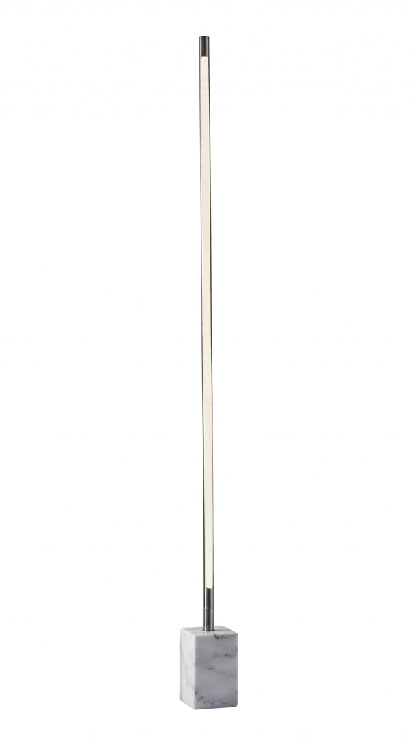 Homeroots Minimalist Ambient Glow Led Floor Lamp With Dimmer In Brushed Steel And White Marble Brushed Steel Metal 372617