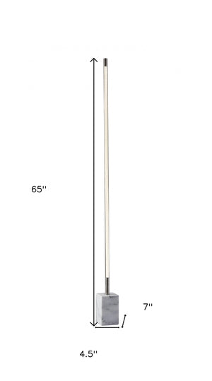 Homeroots Minimalist Ambient Glow Led Floor Lamp With Dimmer In Brushed Steel And White Marble Brushed Steel Metal 372617