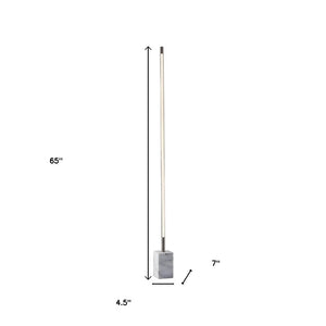 HomeRoots Minimalist Ambient Glow LED Floor Lamp - Elegant Black Marble Base with Dimmable Touch Control Brushed steel 372617