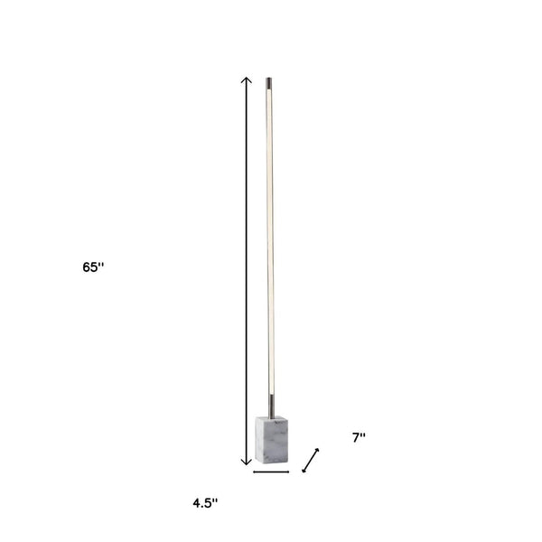 HomeRoots Minimalist Ambient Glow LED Floor Lamp - Elegant Black Marble Base with Dimmable Touch Control Brushed steel 372617