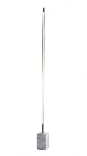 Homeroots Minimalist Ambient Glow Led Floor Lamp With Dimmer In Brushed Steel And White Marble Brushed Steel Metal 372617