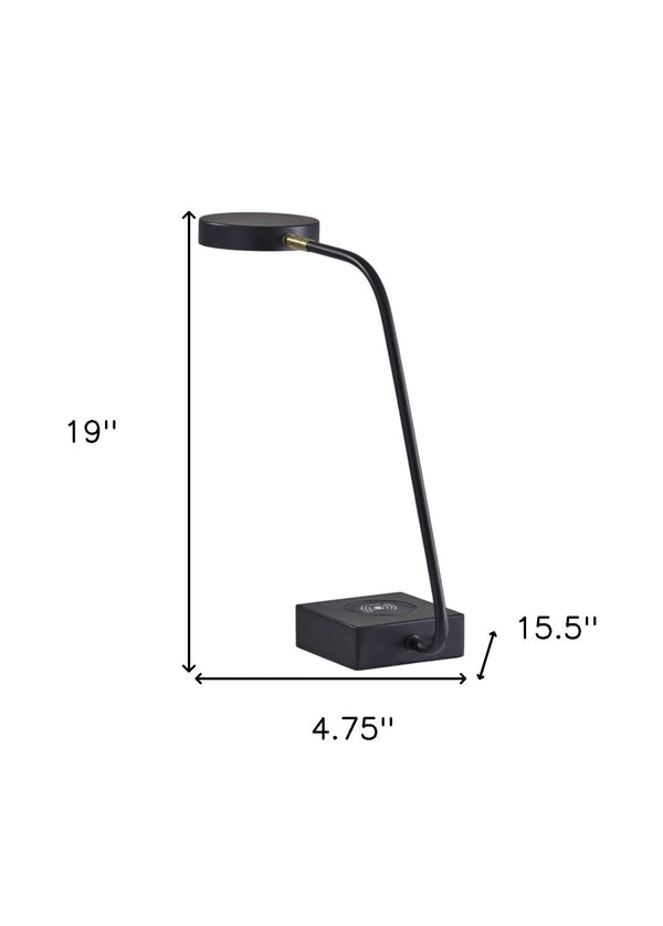 HomeRoots Tech Enhanced LED Desk Lamp with Qi Wireless Charging, USB Port, Adjustable Arm & Modern Design 372618