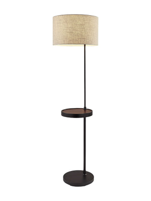 Homeroots 64" Black Tray Table Floor Lamp With Beige Drum Shade  Metal 372633
