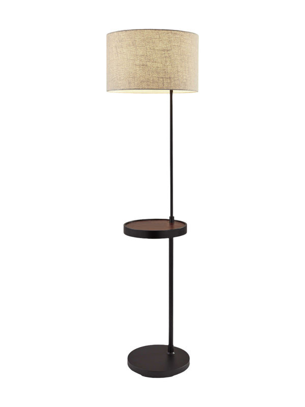 Homeroots 64" Black Tray Table Floor Lamp With Beige Drum Shade  Metal 372633