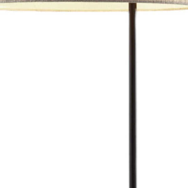 Homeroots 64" Black Tray Table Floor Lamp With Beige Drum Shade  Metal 372633