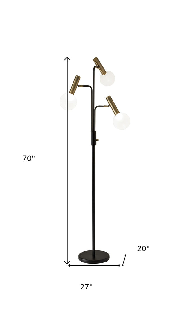 HomeRoots 70" Black and Bronze LED Tree Floor Lamp with Dimmable Warm Light for Modern Home Décor Elegance 372634