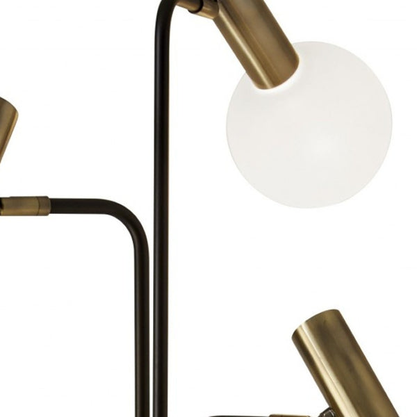 HomeRoots 70" Black and Bronze LED Tree Floor Lamp with Dimmable Warm Light for Modern Home Décor Elegance 372634