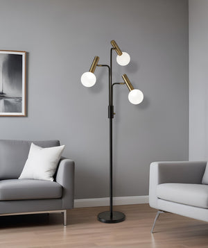 HomeRoots 70" Black and Bronze LED Tree Floor Lamp with Dimmable Warm Light for Modern Home Décor Elegance 372634