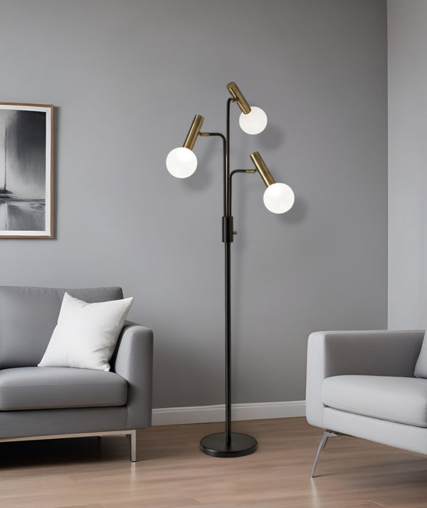 HomeRoots 70" Black and Bronze LED Tree Floor Lamp with Dimmable Warm Light for Modern Home Décor Elegance 372634