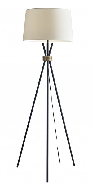 Homeroots 60" Black Tripod Floor Lamp With White Empire Shade  Metal 372640