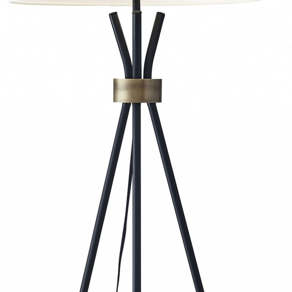Homeroots 60" Black Tripod Floor Lamp With White Empire Shade  Metal 372640