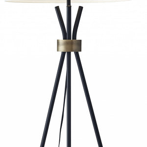 Homeroots 60" Black Tripod Floor Lamp With White Empire Shade  Metal 372640