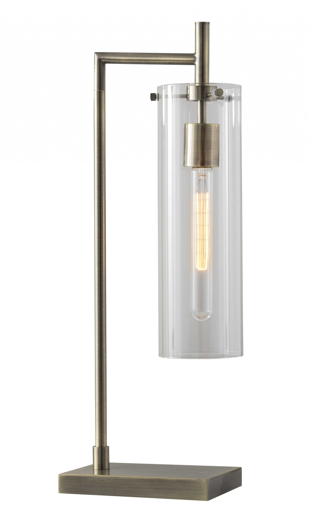 Homeroots 24" Brass Novelty With Clear Cylinder Shade   372644