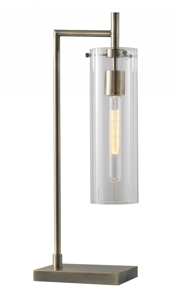 Homeroots 24" Brass Novelty With Clear Cylinder Shade   372644