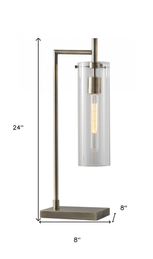 Homeroots 24" Brass Novelty With Clear Cylinder Shade   372644