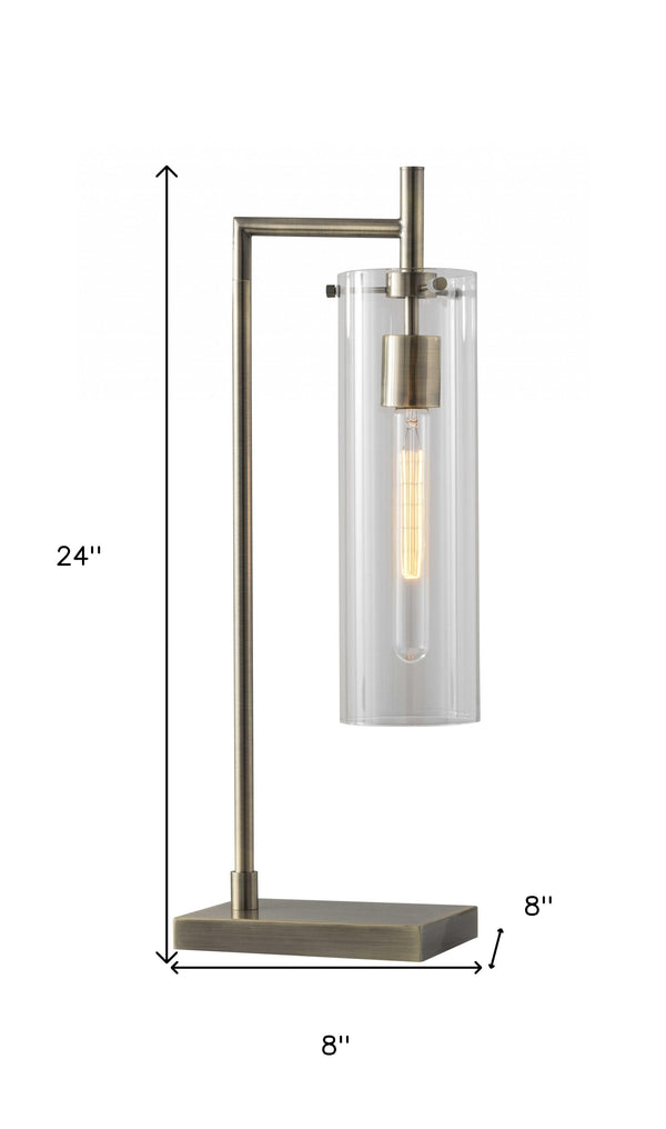 Homeroots 24" Brass Novelty With Clear Cylinder Shade   372644