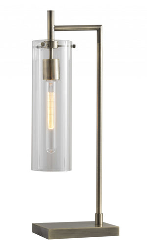 Homeroots 24" Brass Novelty With Clear Cylinder Shade   372644
