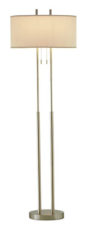 HomeRoots 62" Silver Metal Task Floor Lamp – Elegant Design with White Drum Shade for Modern Spaces & Safety 372650