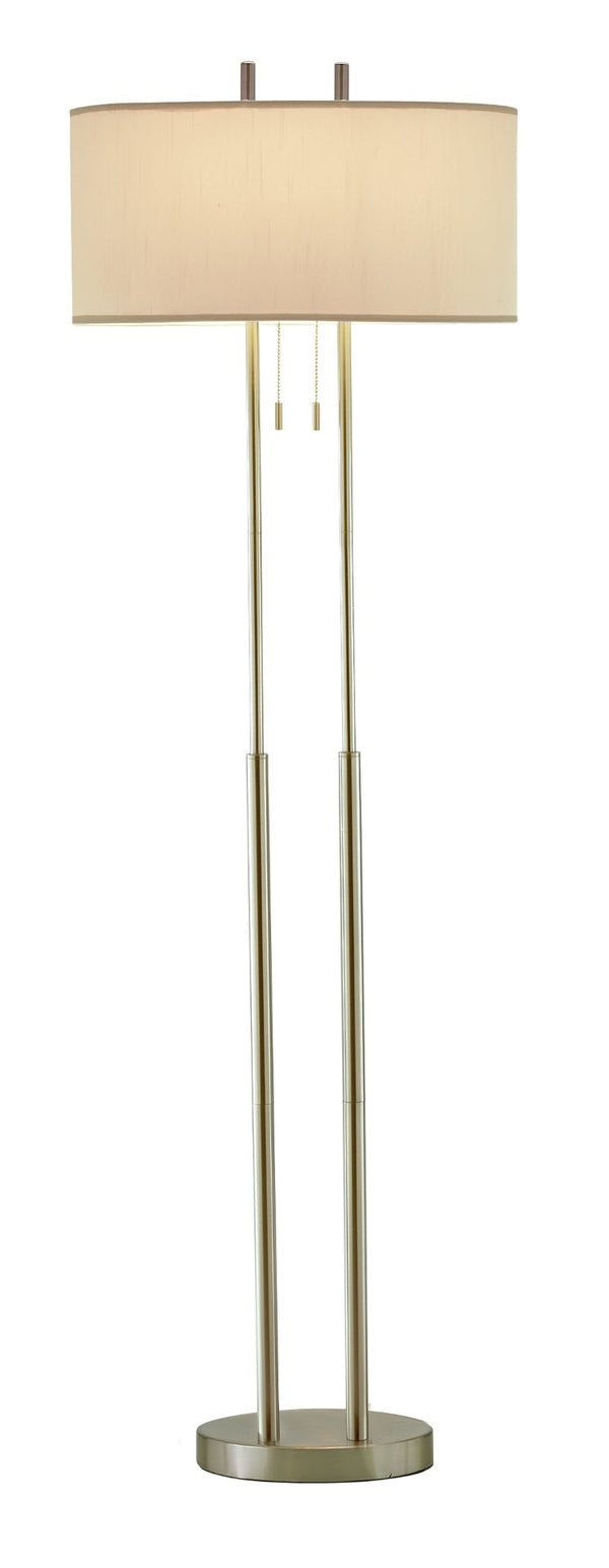 HomeRoots 62" Silver Metal Task Floor Lamp – Elegant Design with White Drum Shade for Modern Spaces & Safety 372650