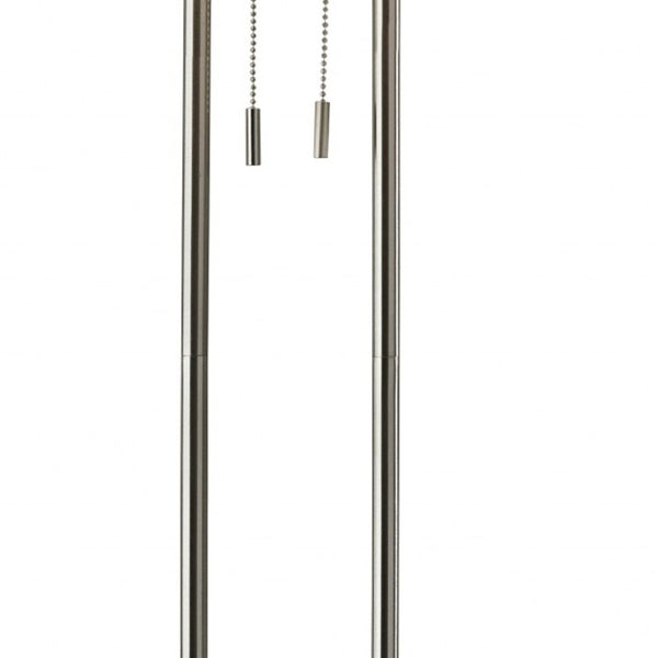 HomeRoots 62" Silver Metal Task Floor Lamp – Elegant Design with White Drum Shade for Modern Spaces & Safety 372650