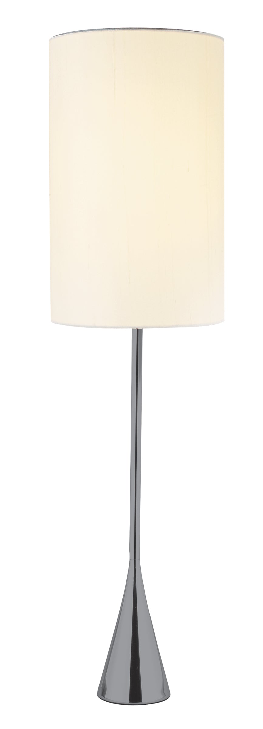 Homeroots Black Nickel Finish Metal Tall White Shade Table Lamp   372652