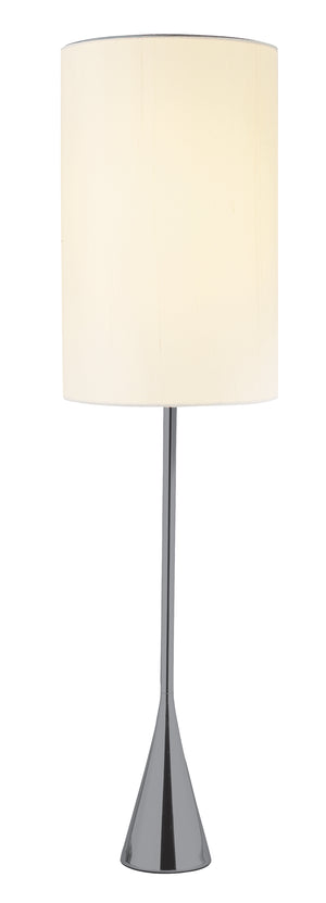 Homeroots Black Nickel Finish Metal Tall White Shade Table Lamp   372652
