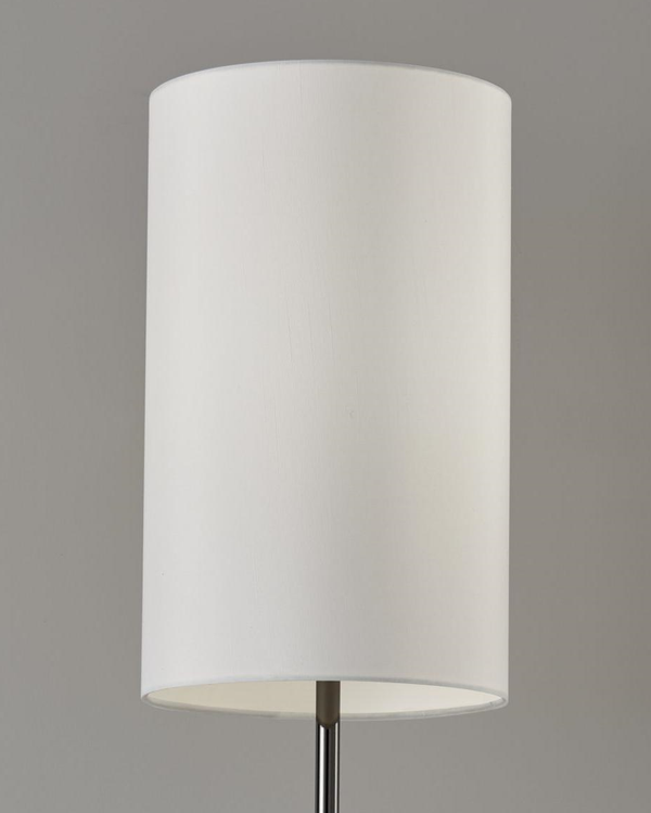 Homeroots Black Nickel Finish Metal Tall White Shade Table Lamp   372652