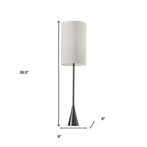 HomeRoots Black Tall Table Lamp with Touch Sensor - Modern Black Nickel Base & White Shade for Elegant Lighting 372652