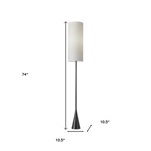 HomeRoots 74" Elegant Black Floor Lamp with White Shade - Versatile Lighting for Living Rooms, Bedrooms & More 372653