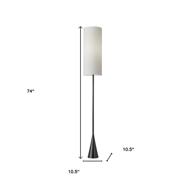HomeRoots 74" Elegant Black Floor Lamp with White Shade - Versatile Lighting for Living Rooms, Bedrooms & More 372653