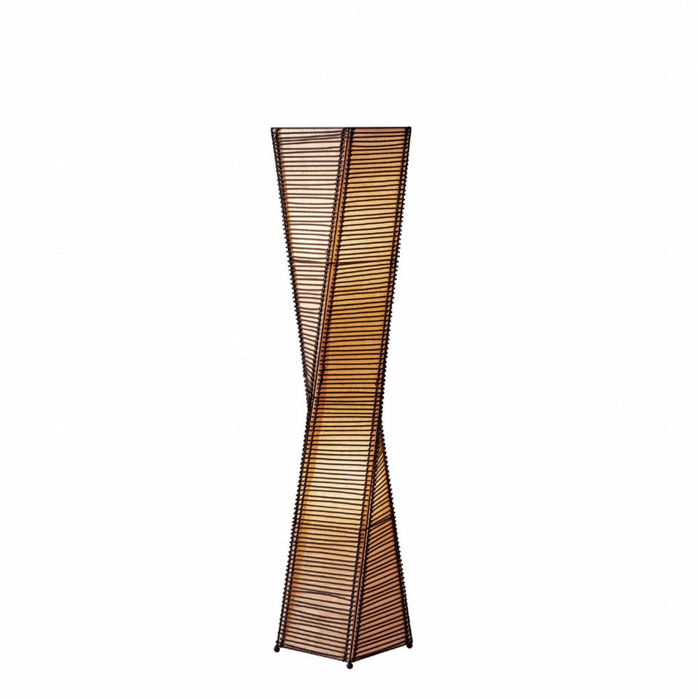 HomeRoots 50" Bohemian Black Floor Lamp with Twisted Cylinder Shade for Modern Living Room & Bedroom Decor 372655
