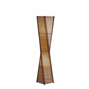 Homeroots 50" Black Floor Lamp With Black And Tan Twisted Cylinder Shade  Metal 372655