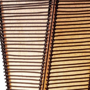 Homeroots 50" Black Floor Lamp With Black And Tan Twisted Cylinder Shade  Metal 372655