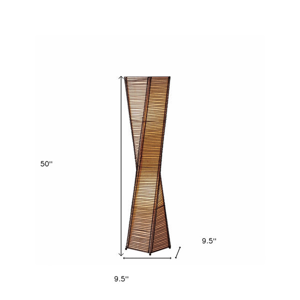 Homeroots 50" Black Floor Lamp With Black And Tan Twisted Cylinder Shade  Metal 372655