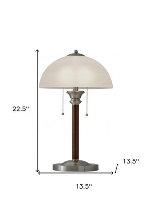 Homeroots 23" Silver Metal Standard Table Lamp With White Shade   372657