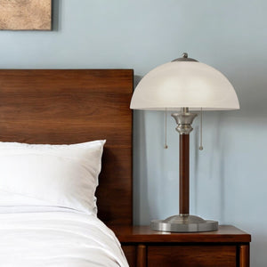 HomeRoots 23" Elegant Silver Metal Table Lamp with White Dome Shade - Perfect for Any Room Décor! 372657