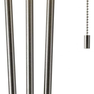 HomeRoots Stylish Table Lamp with Dual Pull Chains, Black Marble Base & Three Brushed Steel Poles for Modern Elegance 372664