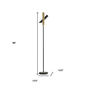 HomeRoots 68" Black Metal LED Floor Lamp - Modern Cylinder Shade for Stylish Ambiance in Any Space 372666