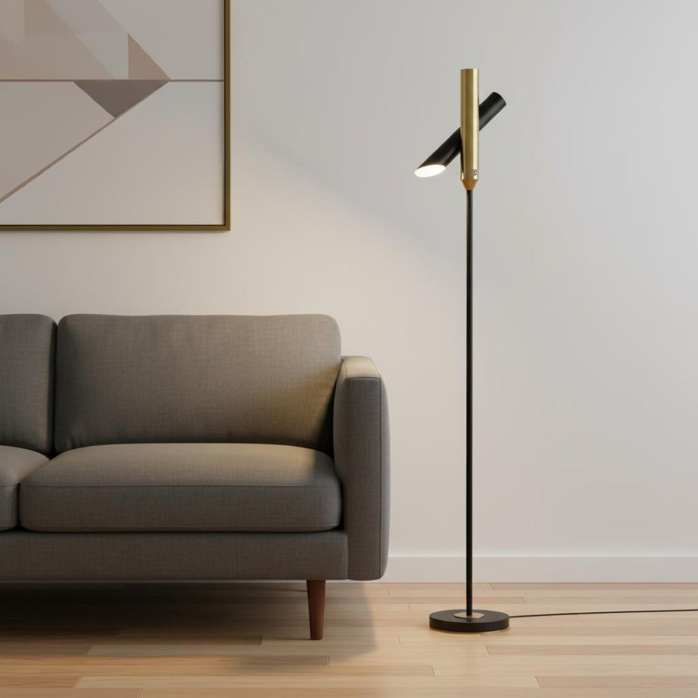 HomeRoots 68" Black Metal LED Floor Lamp - Modern Cylinder Shade for Stylish Ambiance in Any Space 372666